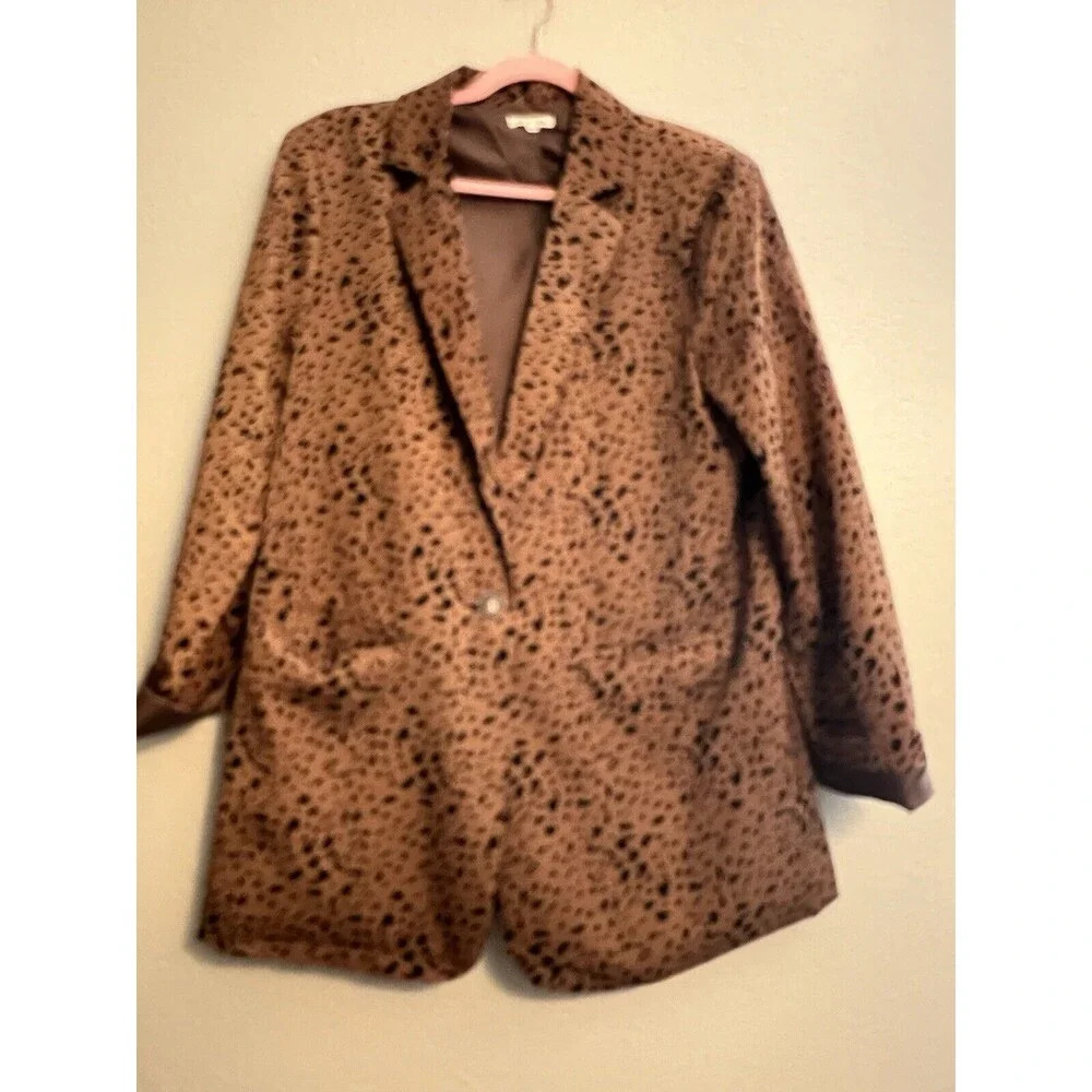 Jodifl Size L Leopard Blazer Single Button